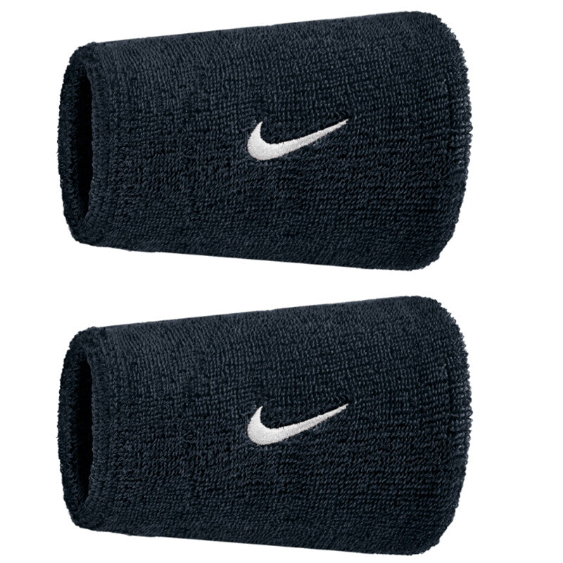 Nike Swoosh Classic Doublewide Wristbands x 2 Black