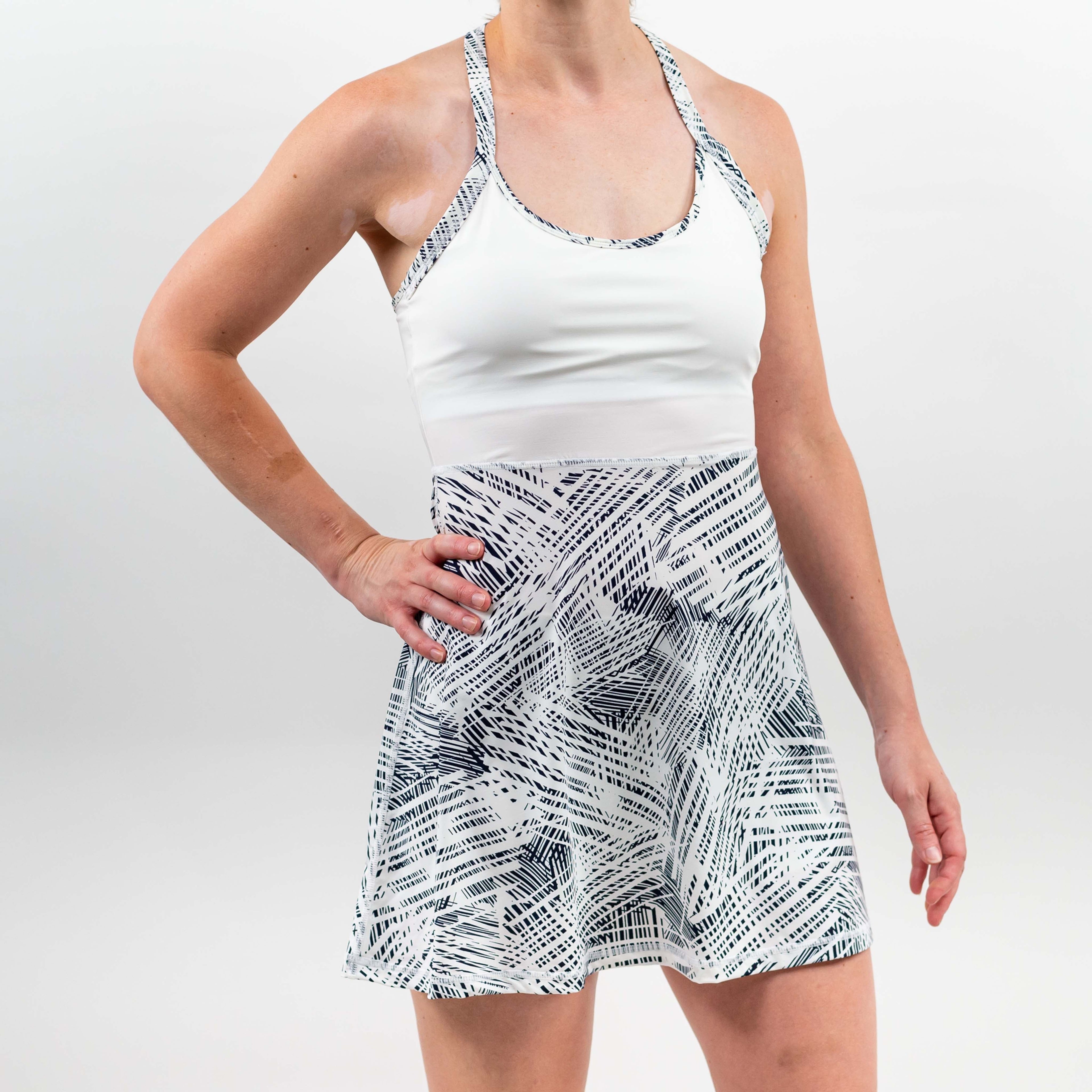 Foul Line Halter Dress White/Fiji Print (FINAL SALE)