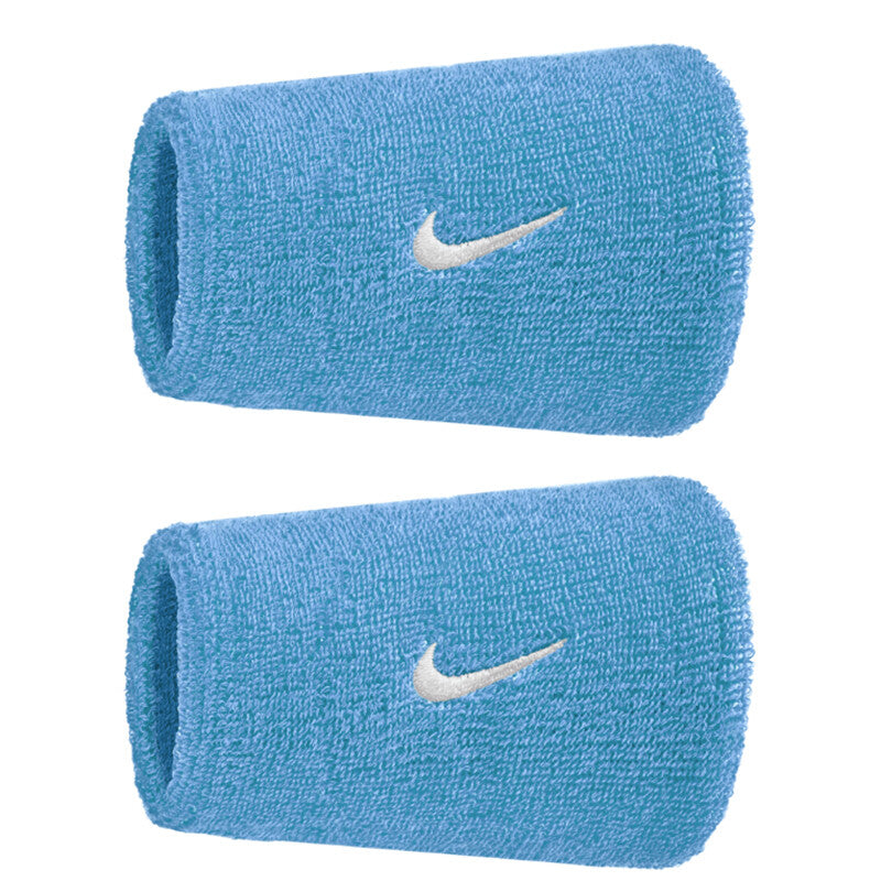 Nike Swoosh Classic Doublewide Wristband x 2 University Blue