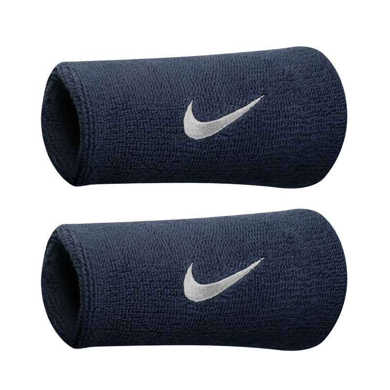 Nike Tennis Premier Double Wristbands x 2 Midnight Navy/Silver