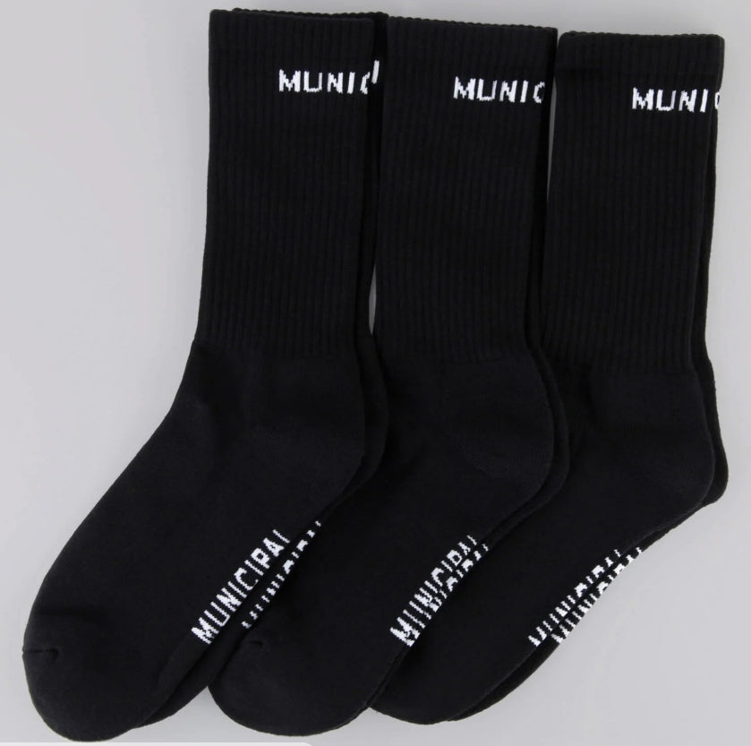 Municipal Training Camp Socks 3 Pack - Black/White - OSFM (9-13)