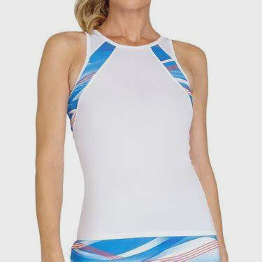 Yelina Crewneck Racerback White/Aquatica (Final Sale)