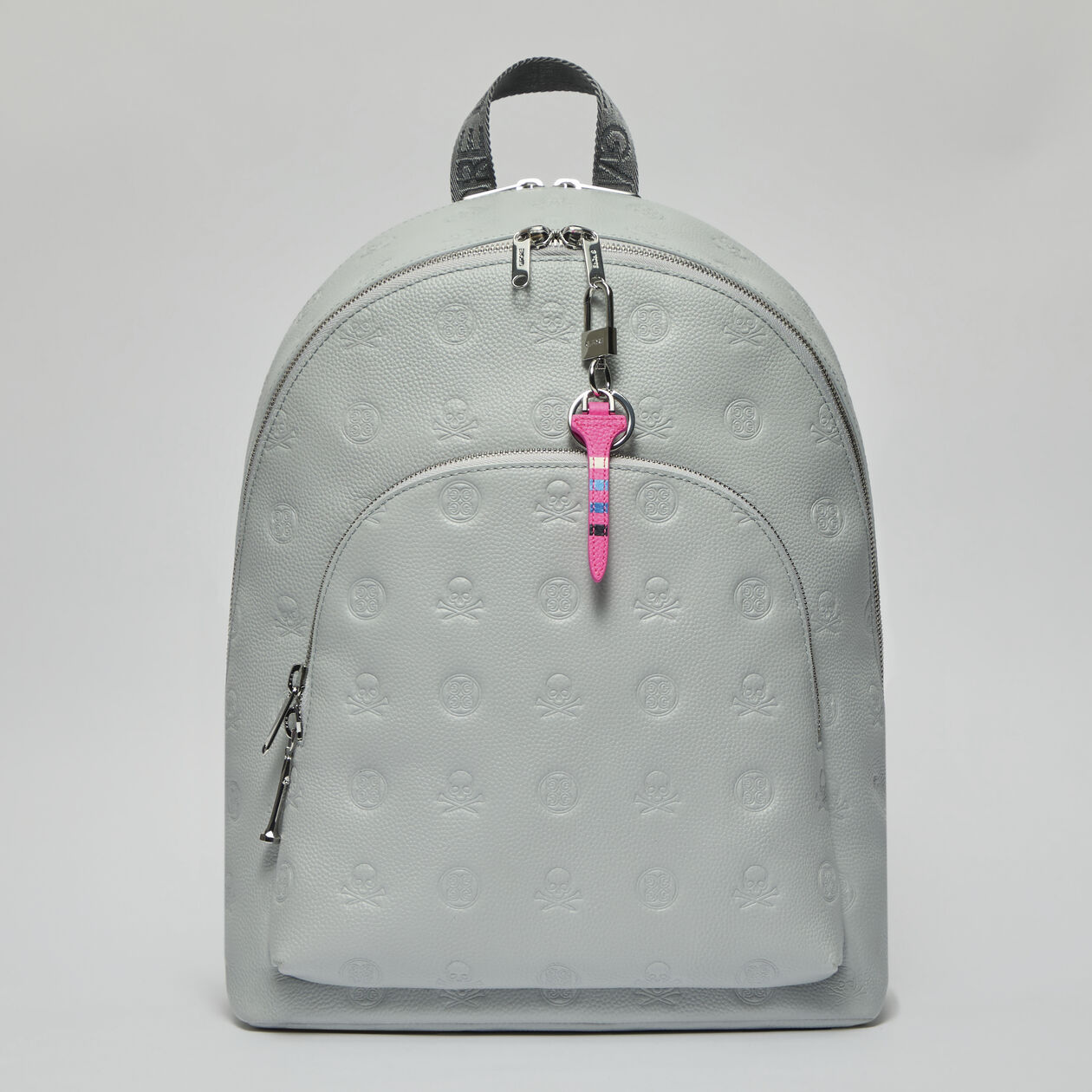 G/Fore EMBOSSED SKULL & TEES LEATHER BACKPACK NIMBUS