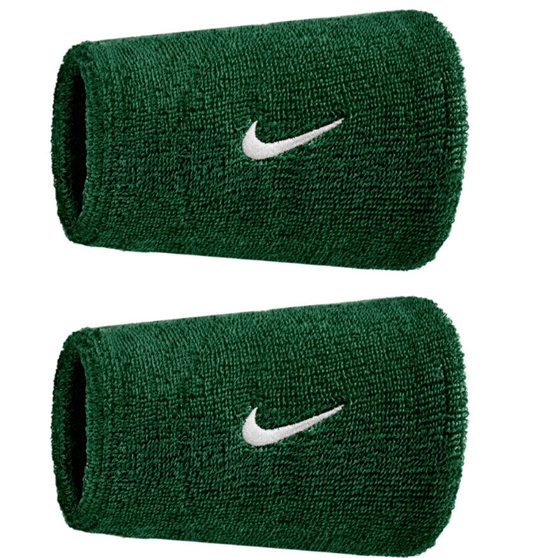 Nike Swoosh Classic Doublewide Wristbands x 2 Gorge Green
