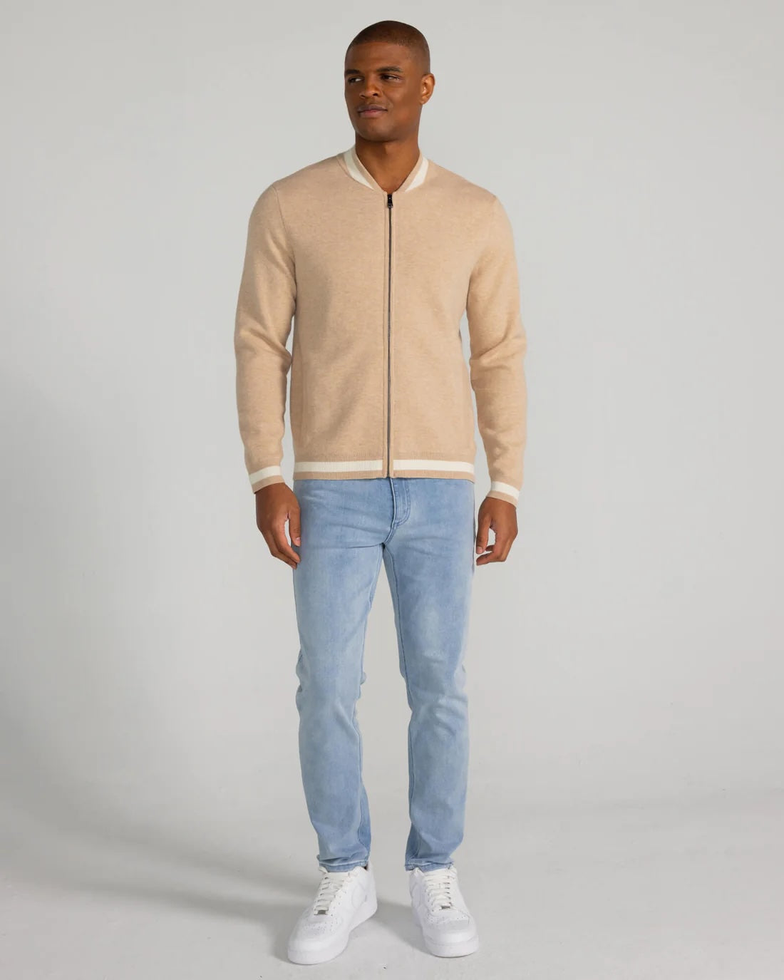 Redvanly Crestwell Bomber in Pale Khaki Medium