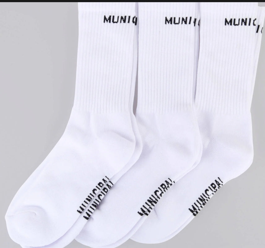 Municipal Training Camp Socks 3 pack - White/Black OSFS (6-8)