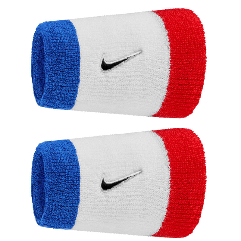 Nike Swoosh Classic Doublewide Wristbands x 2 Game Royal/University Red/White