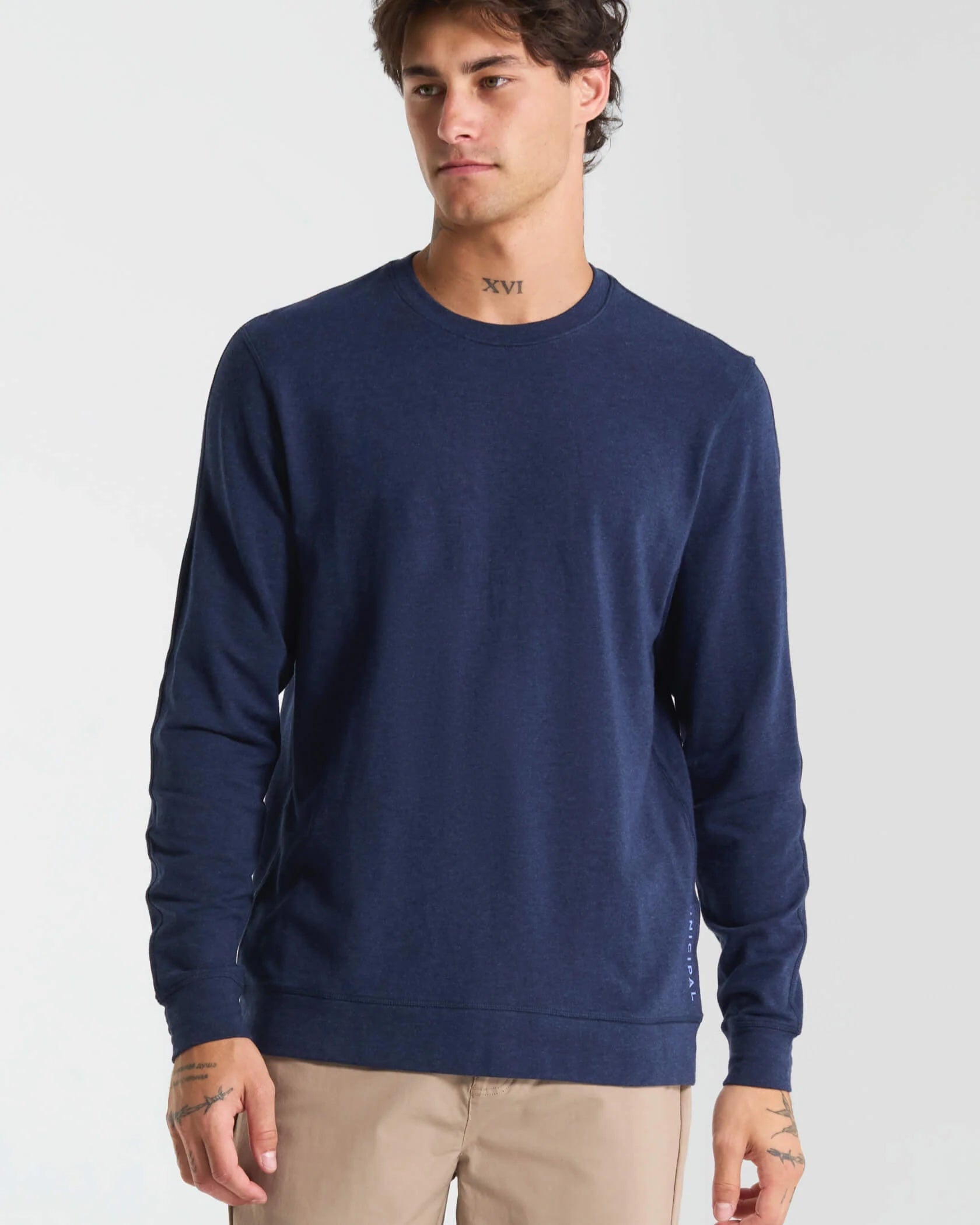 Municipal Town Crew Navy Heather Small