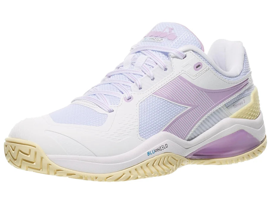Diadora Blushield Torneo 3 Clay Women's Tennis Shoes - white/orchid or white/bay