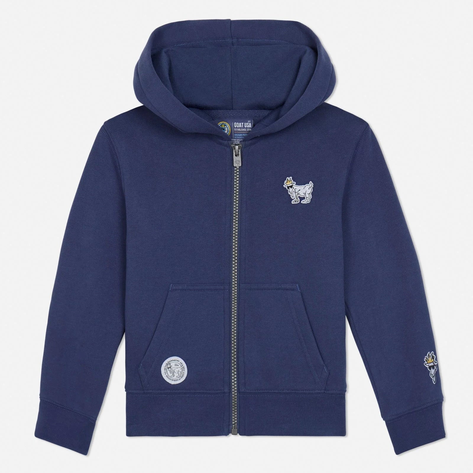 GOAT USA Full-Zip Hooded Sweatshirt - Navy, Grey