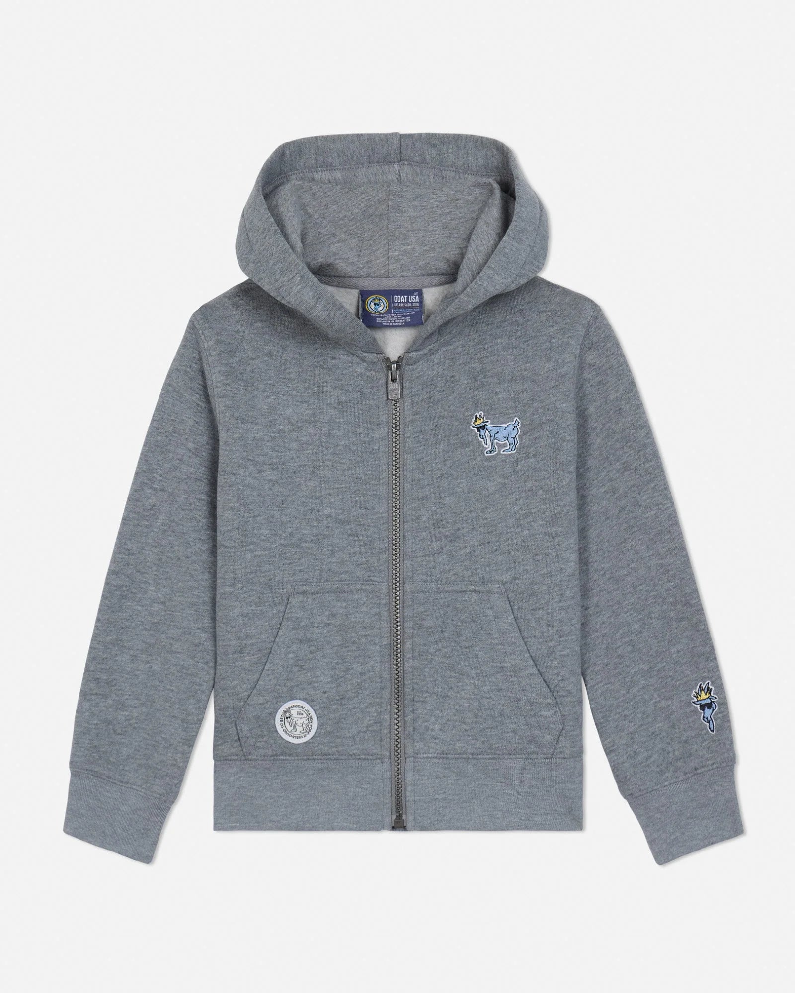 GOAT USA Full-Zip Hooded Sweatshirt - Navy, Grey